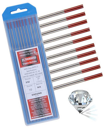 Tungsten welding electrodes - WT20 2% Thoriated Red